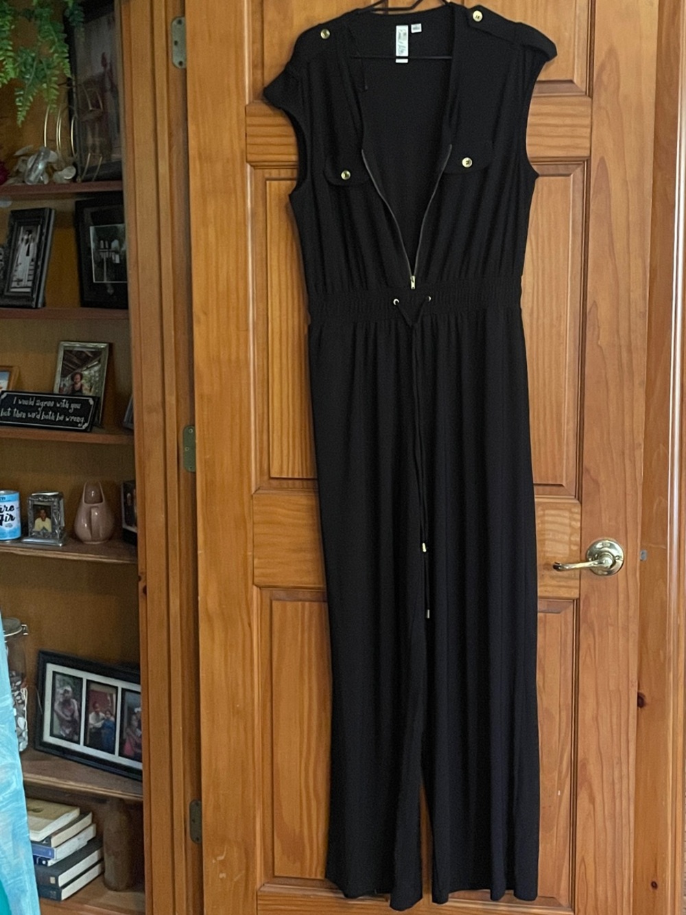 Emma & Michele Black Maxi Dress with Gold Buttons